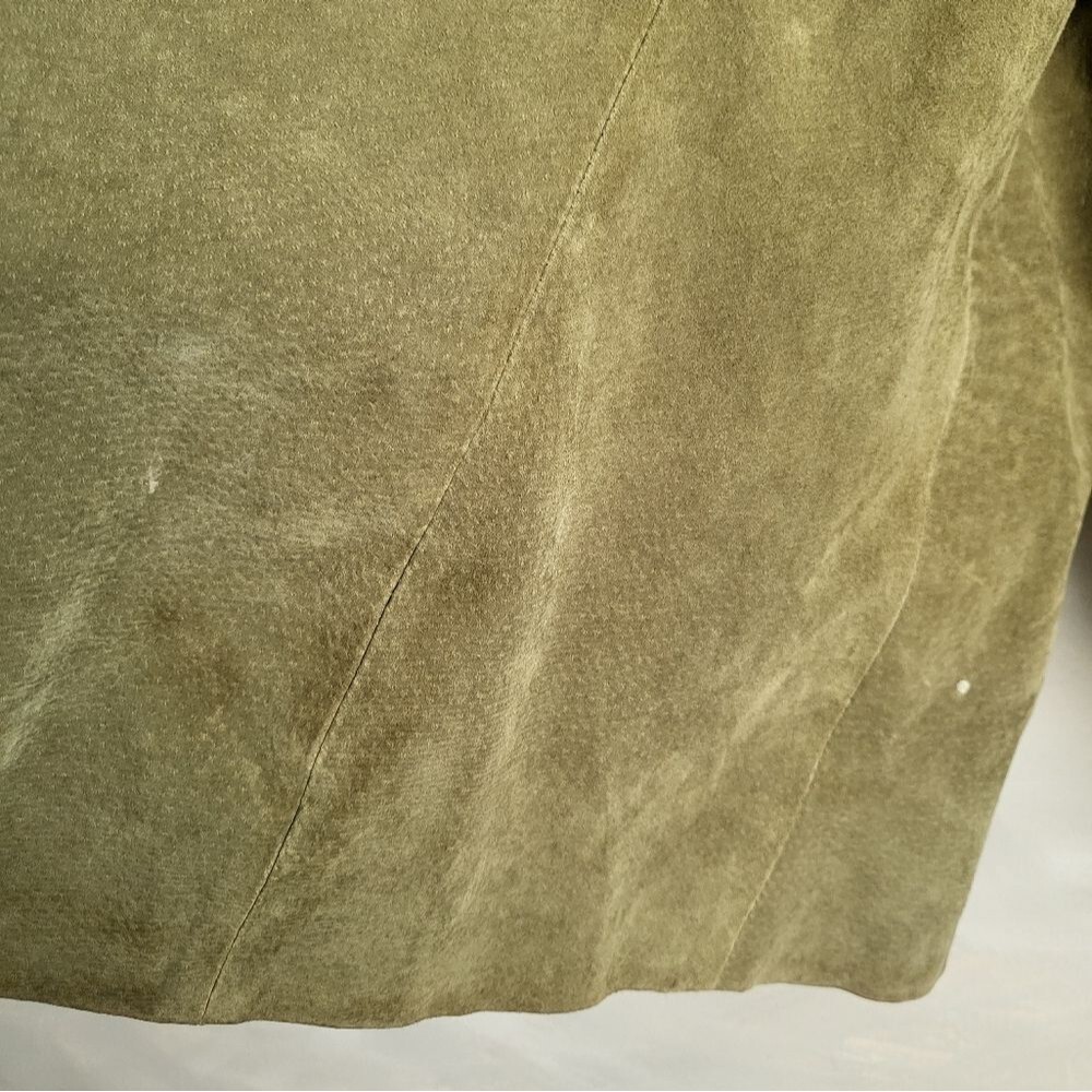 BRADLEY BY BRADLEY BAYOU SOFT SUEDE JACKET CHAIN DETAIL Sz 2X OLIVE GREEN $250 - Picture 8 of 11